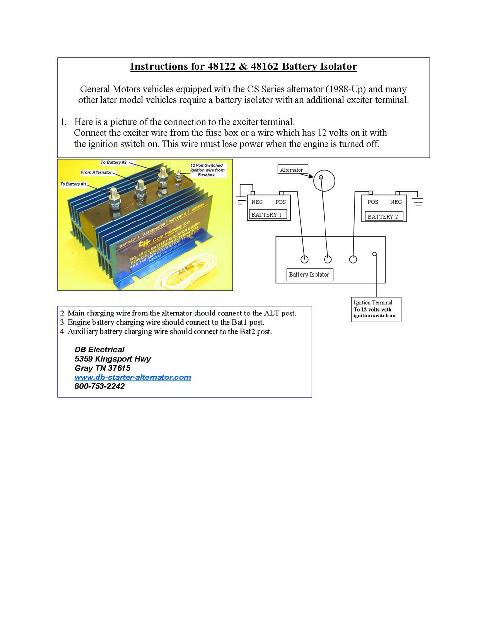 200 Amp Dual Battery Multi Isolator W Exciter 48162 CH48162 DBE